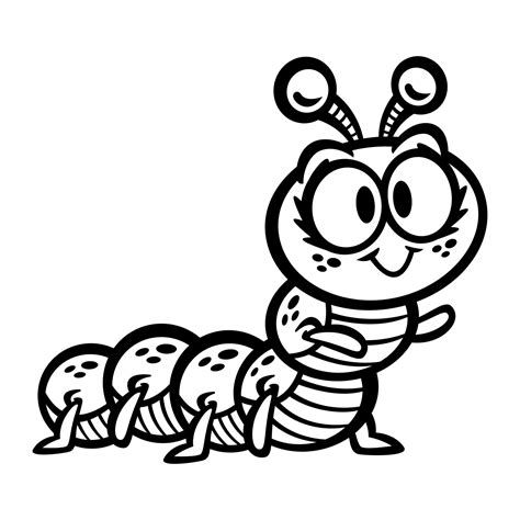 Caterpillar Bug | Black and white cartoon, Clip art, Clipart black and white