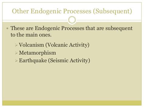 Endogenic processes - The Process Within