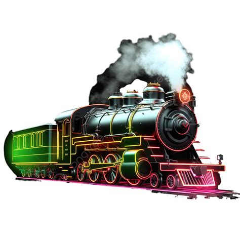 Steam Locomotive With Neon Smoke Ai Generated, Steam, Locomotive, Neon ...