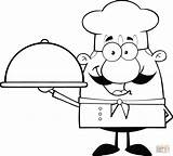 Chef Holding A Platter Caricature coloring Page  Free Printable sketch template