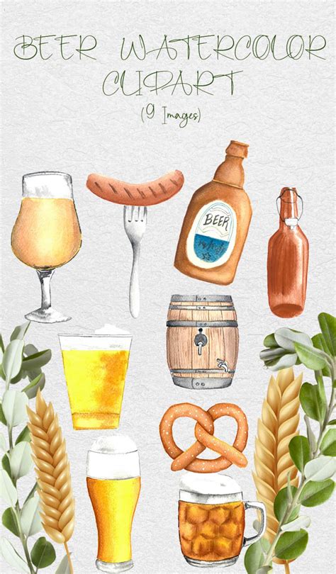 Watercolor Beer Clipart Beer Bottle Illustration Watercolor - Etsy