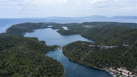 Aerial view of Mljet national park, Island Mljet, Croatia - Stock Image - F041/2440 - Science ...