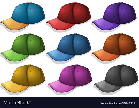 Caps in different colors Royalty Free Vector Image