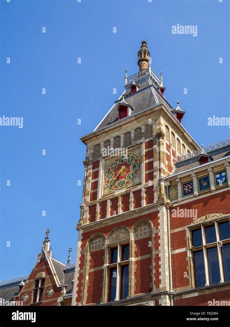 Detail of the facade of Amsterdam's central station ('Centraal Station ...