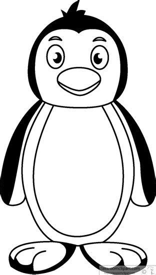 Animals Black and White Outline Clipart: Standing Penguin 914