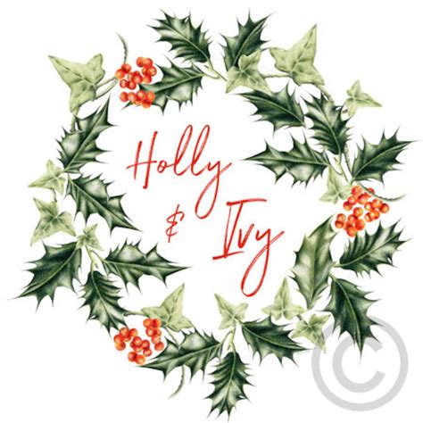 Christmas Holly and Ivy Wreath, Art Print, Botanical Wall Art, the Holly and the Ivy, Christmas ...