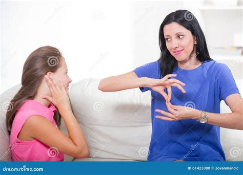 Deaf Girl Learning Sign Language Stock Photo - Image of communicate, otolaryngology: 61423300