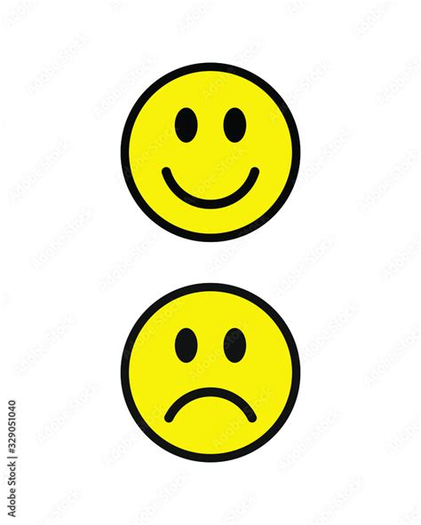 Happy And Sad Face Emoji Cartoon Linear Icon 24155523 - vrogue.co