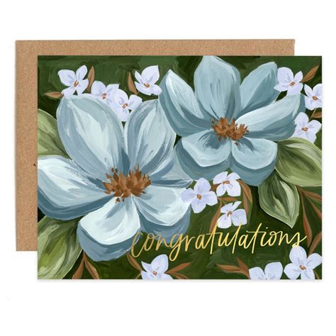 Blue Floral Congratulations Card | 1Canoe2 – Outer Layer