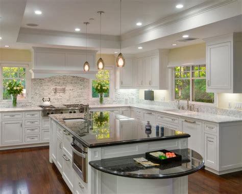 Black Granite Countertop is Bold Contrast in White Kitchen | Granite countertops kitchen ...