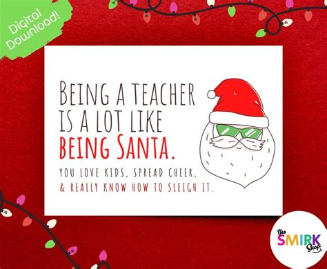 Printable Teacher Holiday Card Teacher Christmas Card - Etsy ...