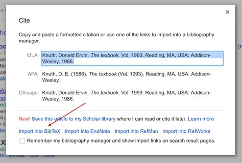 Using Google Scholar to download BibTeX citations – texblog