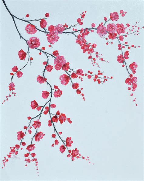 Red Cherry Blossom Painting