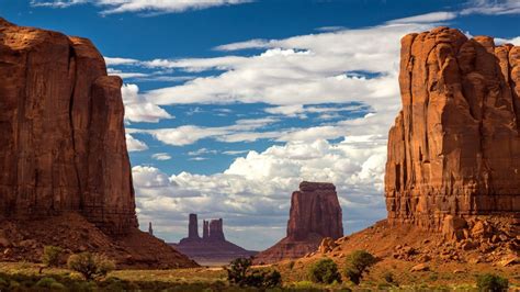 Brown Rock Formations Canyon Desert Under Blue Cloudy Sky HD Brown Aesthetic Wallpapers | HD ...