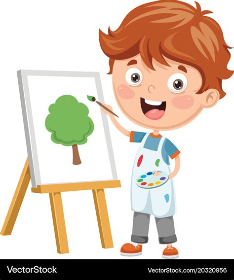 A kid painting Royalty Free Vector Image - VectorStock