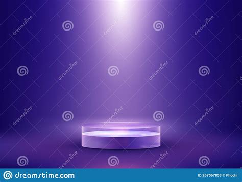 3D Realistic Crystal Glass Transparent Podium Pedestal Stand Display With Door Backdrop Vector ...
