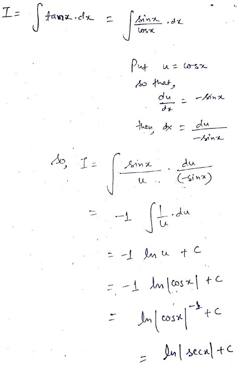 EVALUATE: Integral tanx.dx