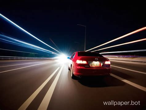 Dynamic Night Drive with Speeding Car on Illuminated City Streets | Wallpaper Bot