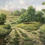 Romanian landscape classical fine art oil painting