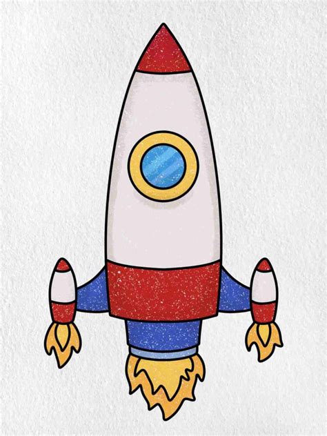 Rocket Ship Drawing (easy) - HelloArtsy