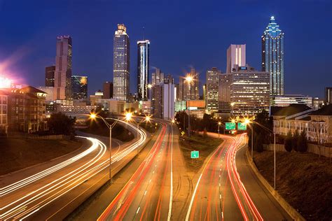 Atlanta Georgia Usa Night Time Skyline by Paul Giamou