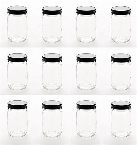 NMS 12 Ounce Glass Regular Mouth Mason Canning Jars - Case of 12 - With ...