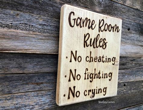 Game room decor Game room rules Wood sign Game room wall | Etsy