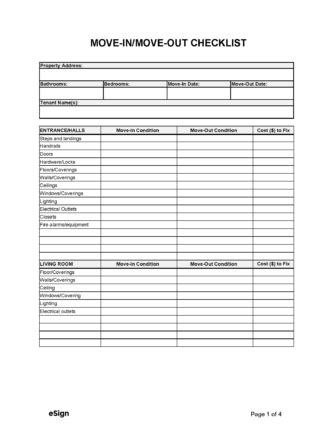 Free Move-in/Move-out Checklist Form | PDF | Word