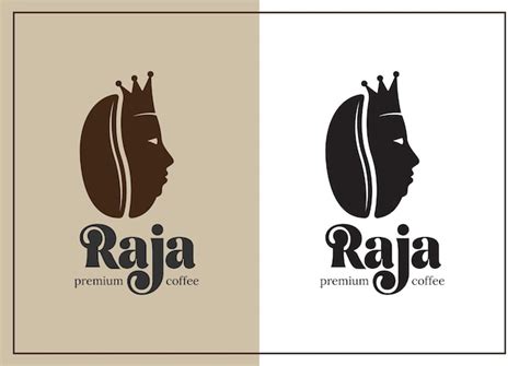 Premium Vector | Raja coffee logo designs concept with coffee bean ...