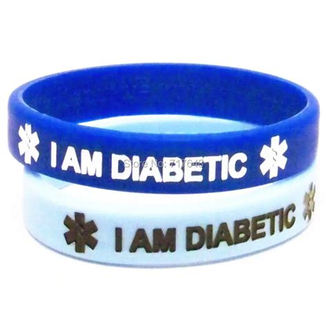 300pcs i am diabetic wristband silicone bracelets rubber cuff wrist ...