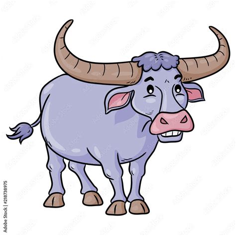 Buffalo Cute Cartoon Illustration of cute cartoon buffalo. Stock Vector ...