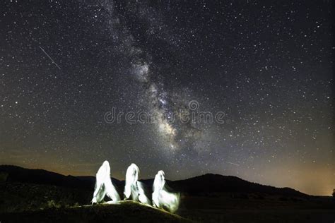 Night Photography, Light Painting with the Milky Way in the Background ...