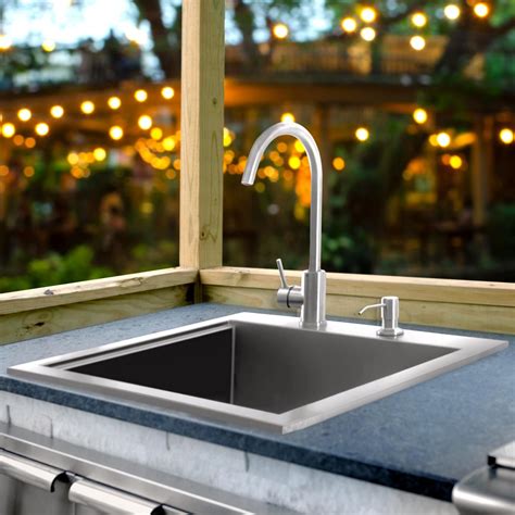 Sonoma 21-Inch Outdoor Rated Stainless Steel Drop In Sink With Hot/Cold ...