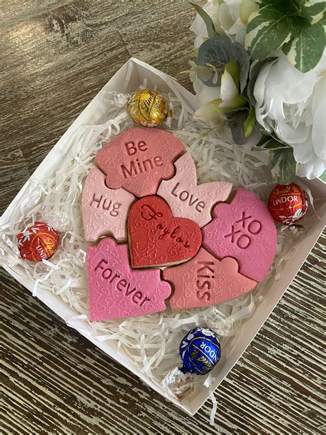 Valentine's day Cookie Cutter Stamp Love Heart Puzzle conversation mes ...