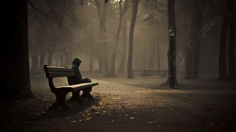 Man Sitting Alone On A Bench In The Dark Background, Feel Alone Picture ...