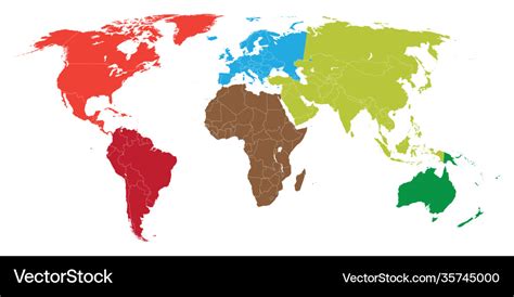 World map with borders all countries Royalty Free Vector