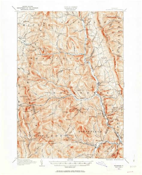 Rochester, Vermont 1915 (1963) USGS Old Topo Map Reprint 15x15 VT Quad 338133 - OLD MAPS