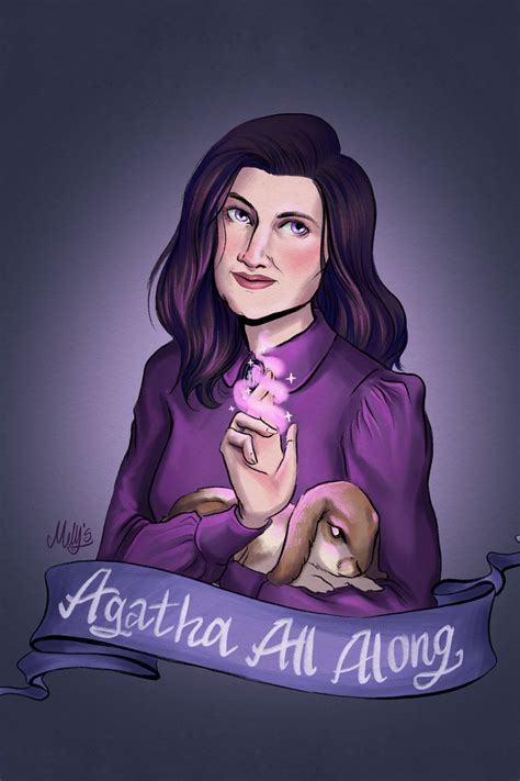 Agatha Harkness holding her bunny and casting magic with her hand ...