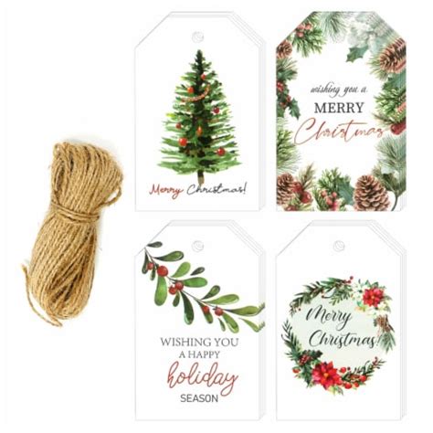 Wrapables Merry Christmas Gift Tags with Jute Strings for Gift-Wrapping ...