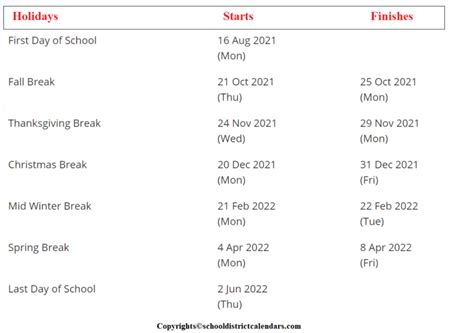 Granite School District Calendar 2021-2022 With Holidays In PDF ...