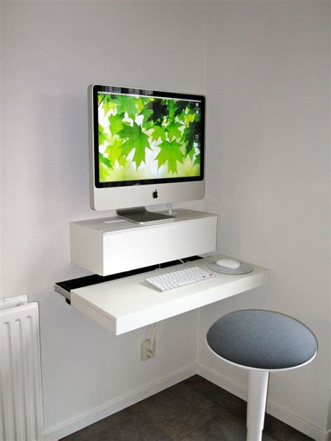 Minimalist White iMac Floating Desk Wall Mounted IKEA | Desks for small ...