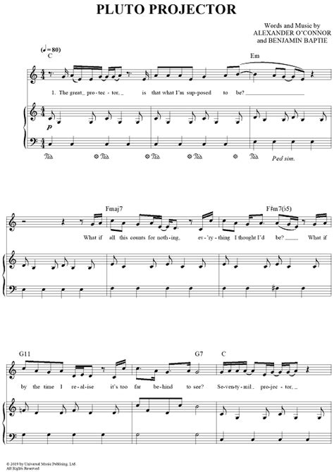 Pluto Projector" Sheet Music by Rex Orange County for Piano/Vocal ...