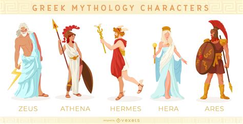 Greek Mythology Characters Set Vector Download