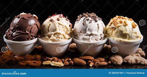 Coconut Ice Cream Toppings Made with Nuts, in the Style of Raw Materials Stock Illustration ...