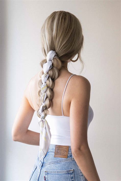 EASY BRAIDED PONYTAIL WITH SCARF 🌸 - Alex Gaboury