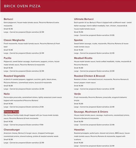 Bertucci's Italian Restaurant Menu With Prices (Updated: May 2024)