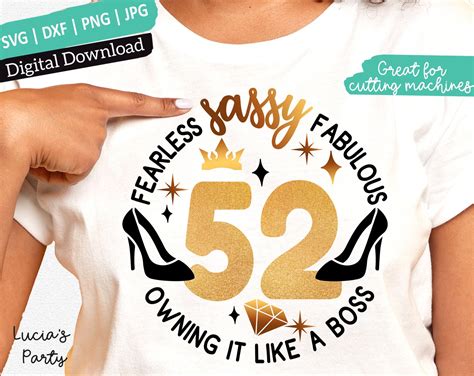 52 ans svg 52e anniversaire svg pour les femmes 52e svg 52 - Etsy France