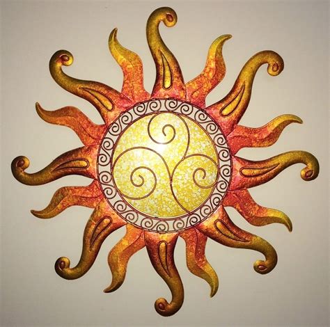 Swirl Sun Wall Art Glass & Metal Sunburst Decor Sculpture Indoor Outdoor 22" | Circle wall art ...