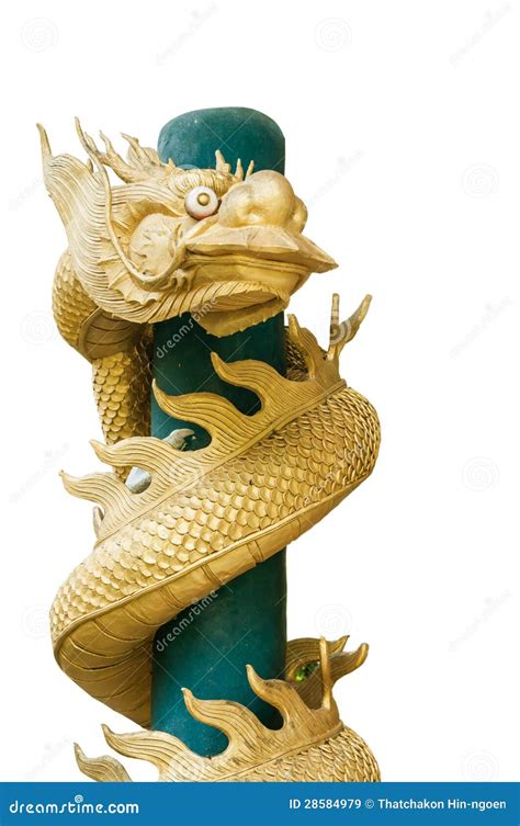 Golden dragon statue stock image. Image of isolate, traditional - 28584979