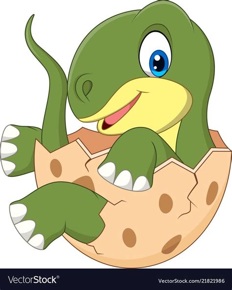 Cartoon baby dinosaur hatching Royalty Free Vector Image | Dinosaurios ...